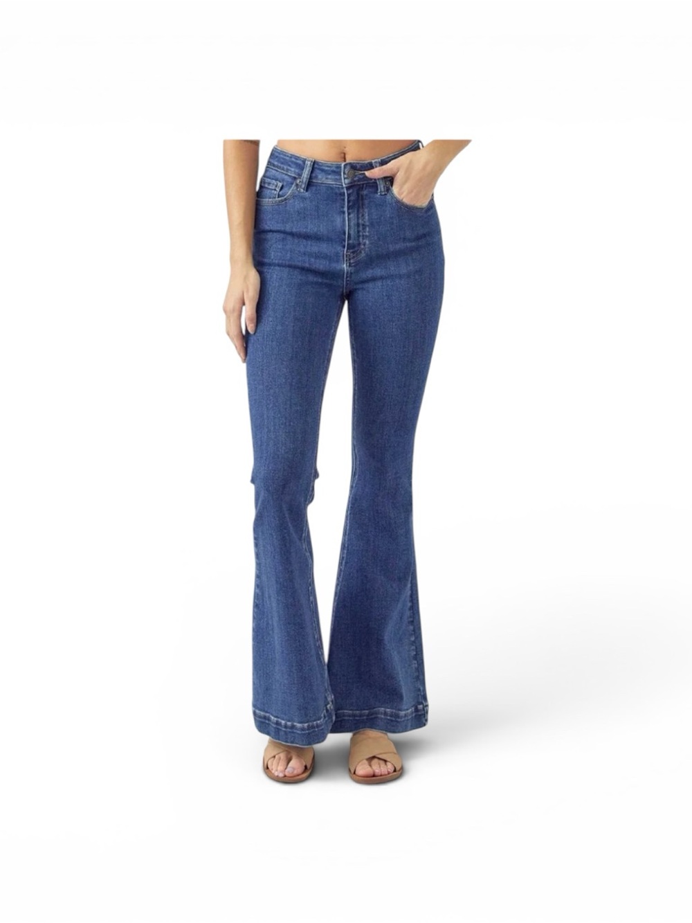 Risen High-Rise Flare Women Jeans - Deep Blue